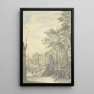 Reproduction of the painting View from a Terrace in an Ornamental Garden - Daniel Marot the Younger