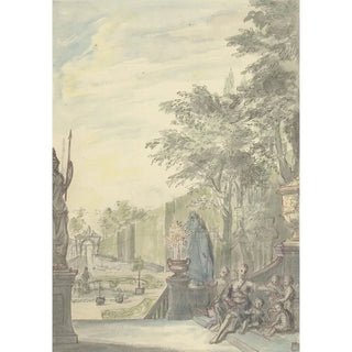 Reproduction of the painting View from a Terrace in an Ornamental Garden - Daniel Marot the Younger