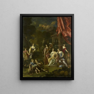 Portrait of the allegorical group of children by Diederic Pietersz van Leyden van Leeuwen, mayor of Leiden, and Alida Paets - Daniel Mijtens the Younger — framed artwork on a wall