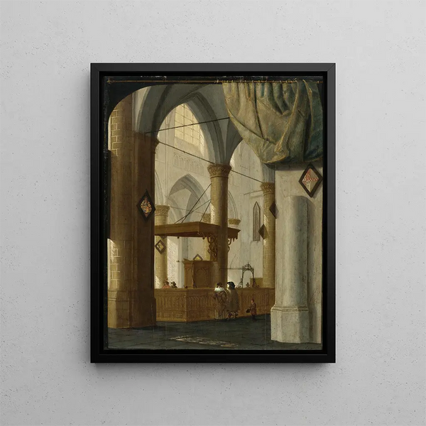 Interior painting of the Grote Kerk Dordrecht - Daniël de Blieck — framed artwork on a wall