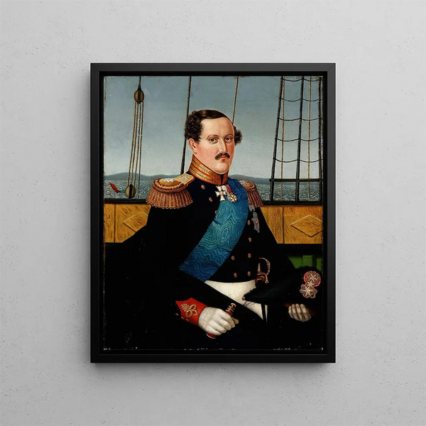Portrait of Prince Frederik VII of Denmark - Danish painter of the 19th century — framed artwork on a wall