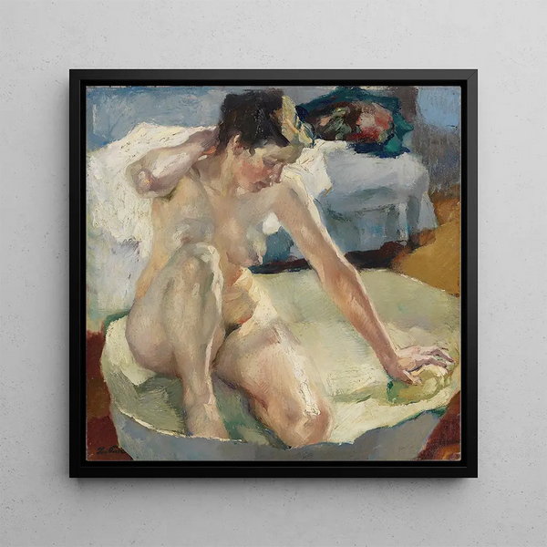 In the Bathtub II - Leo Putz — framed artwork on a wall