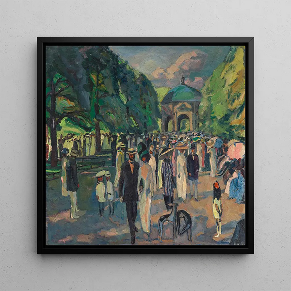 In the Garden of the Munich Courtyard - Albert Weisgerber — framed artwork on a wall