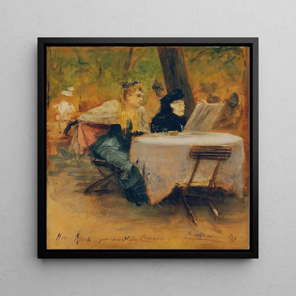 In the garden restaurant - Josef Engelhart — framed artwork on a wall