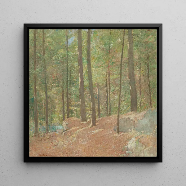 in the Pine Woods - Emil Carlsen — framed artwork on a wall