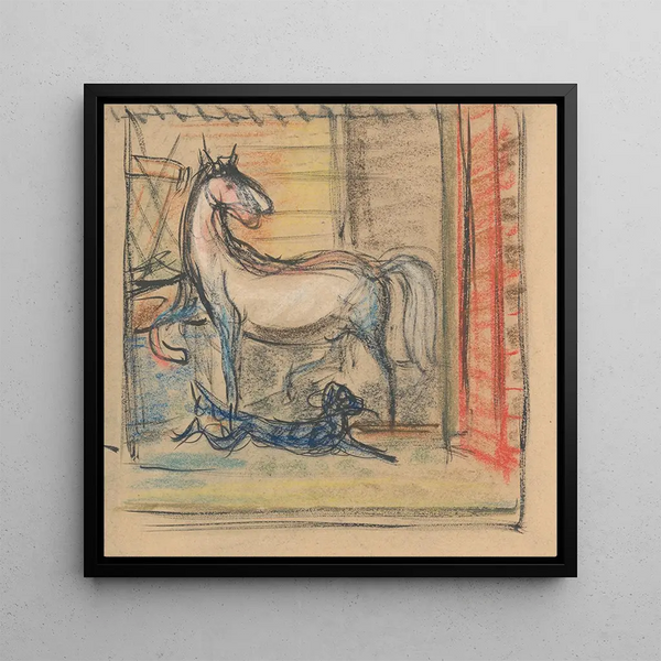 in the stables - Arnold Peter Weisz-Kubnan — framed artwork on a wall
