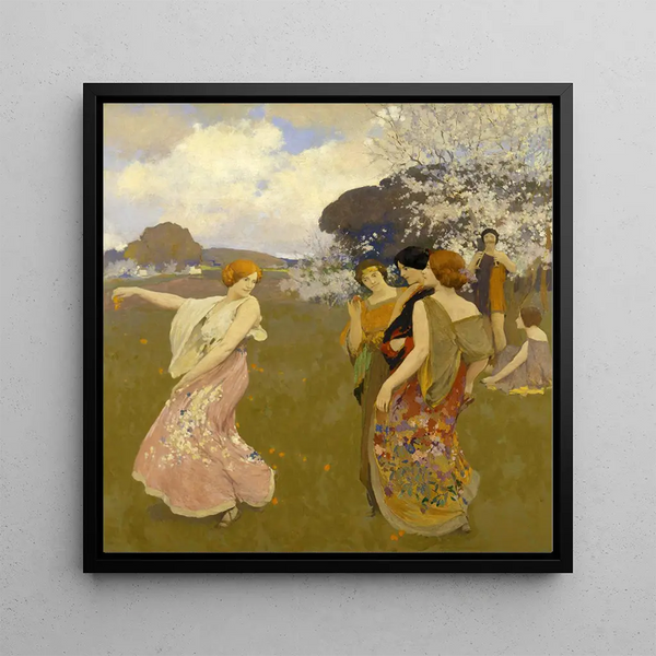 Spring Dance - Arthur F Mathews — framed artwork on a wall