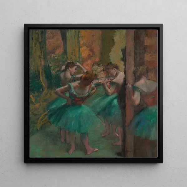 Dancers pink and green - Edgar Degas — framed artwork on a wall