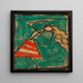 Dancer with a red and white skirt - Egon Schiele — framed artwork on a wall