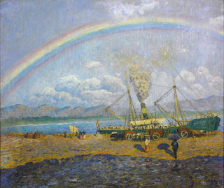La pluie à la baie de Santoa - Darío de Regoyos — artwork view