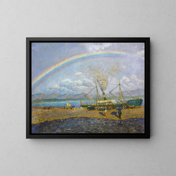 La pluie à la baie de Santoa - Darío de Regoyos — framed artwork on a wall