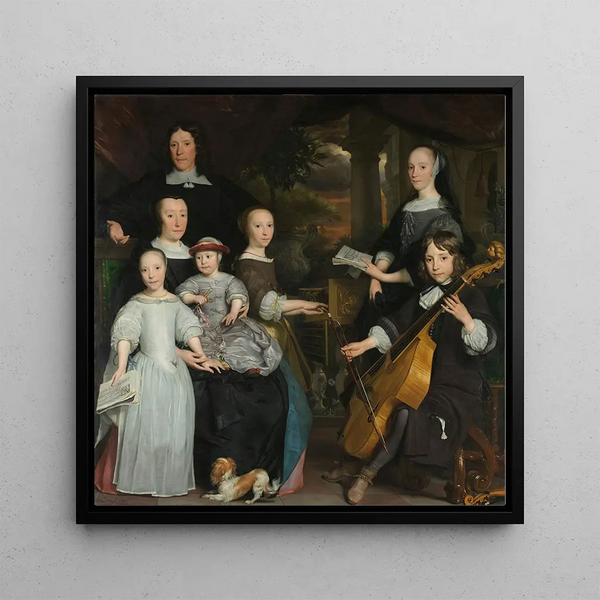 David Leeuw with his family - Abraham Lambertsz van den Tempel — framed artwork on a wall