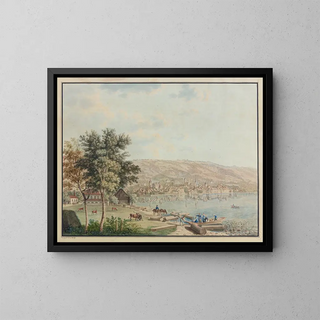 Vue of the city of Zug and Lake Zug - David Alois Schmid — framed artwork on a wall