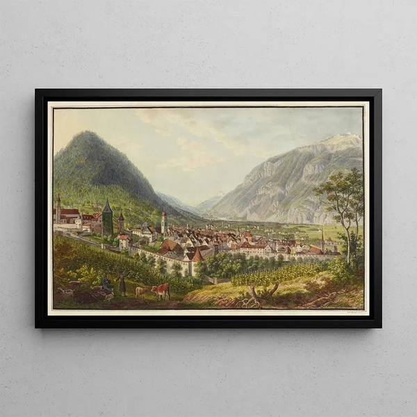 Coire depuis la colline épiscopale vers Galanda - David Alois Schmid — framed artwork on a wall