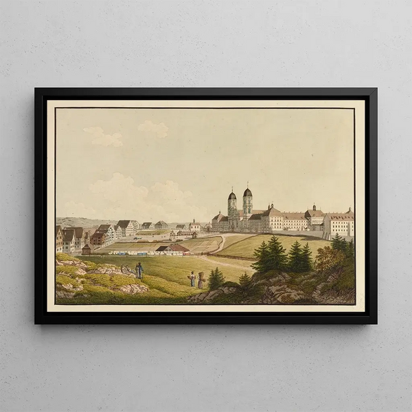 The Einsiedeln Monastery in the canton of Schwyz - David Alois Schmid — framed artwork on a wall