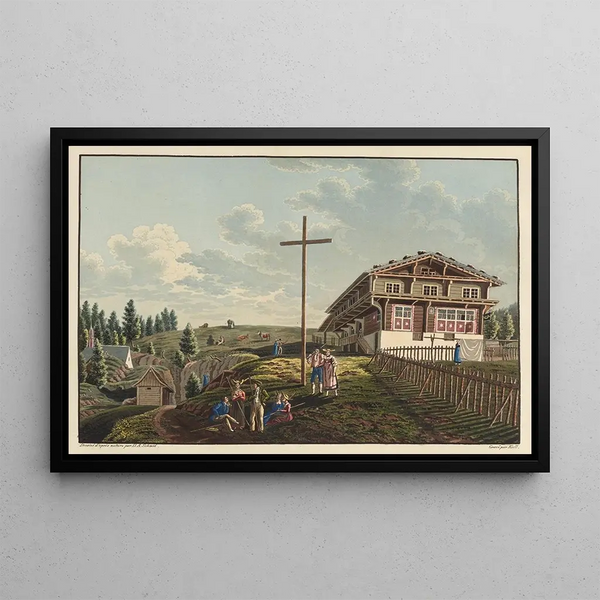 L'auberge du Kaltbaad au Righi - David Alois Schmid — framed artwork on a wall