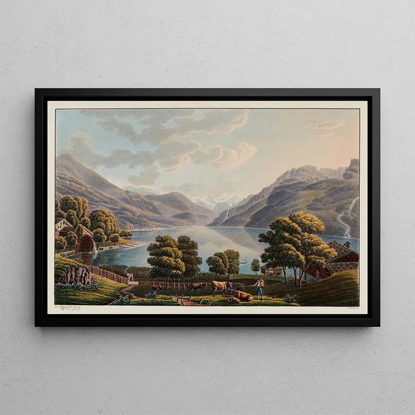 The Lake of Brienz towards Giessbach - David Alois Schmid — framed artwork on a wall