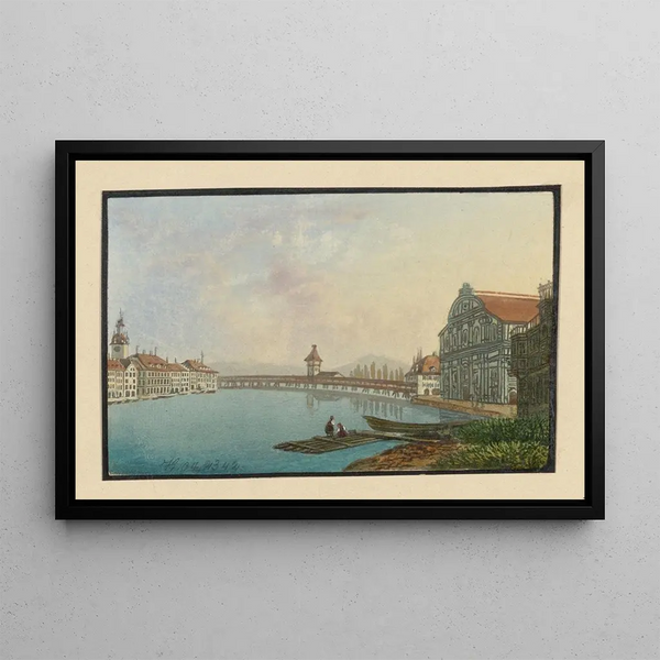 Lucerne interior painting of Lucerne with the Jesuit Church - David Alois Schmid — framed artwork on a wall