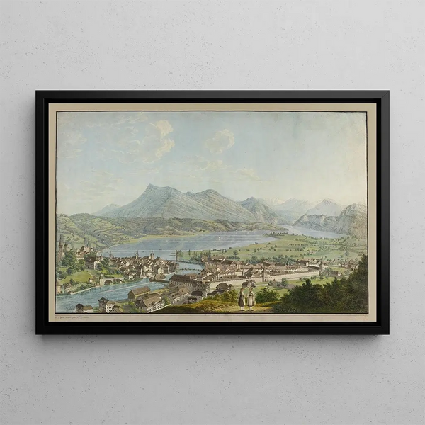 Lucerne vue de l'ouest - David Alois Schmid — framed artwork on a wall