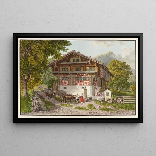 Maison paysanne d'Unterwald - David Alois Schmid — framed artwork on a wall