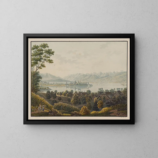 Vue de Rapperswil vers Lachen, lac de Zurich - David Alois Schmid — framed artwork on a wall
