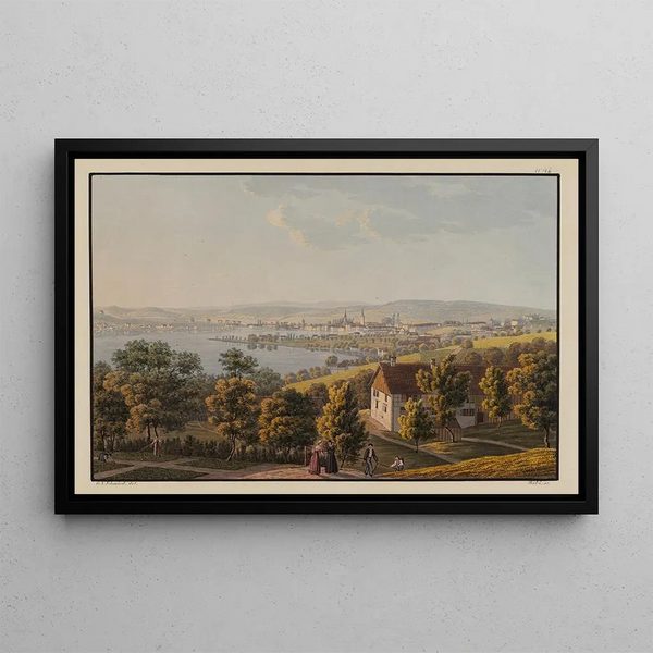 Vue de la Ville de Zurich depuis Zollikon - David Alois Schmid — framed artwork on a wall