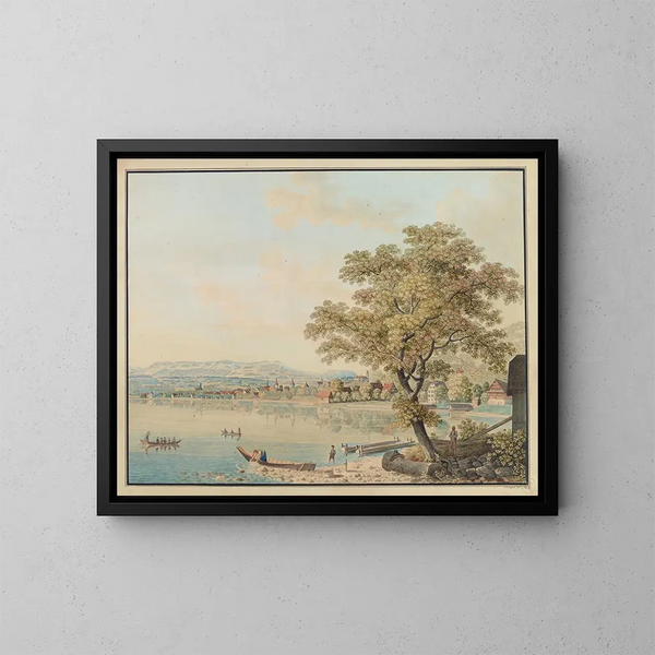 View of the Zug district - David Alois Schmid — framed artwork on a wall