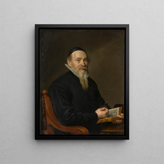 Portrait of a Man Possibly Botanist - David Bailly — framed artwork on a wall