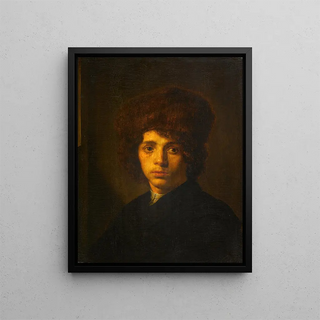 Young man with a fur hat - David Bailly — framed artwork on a wall