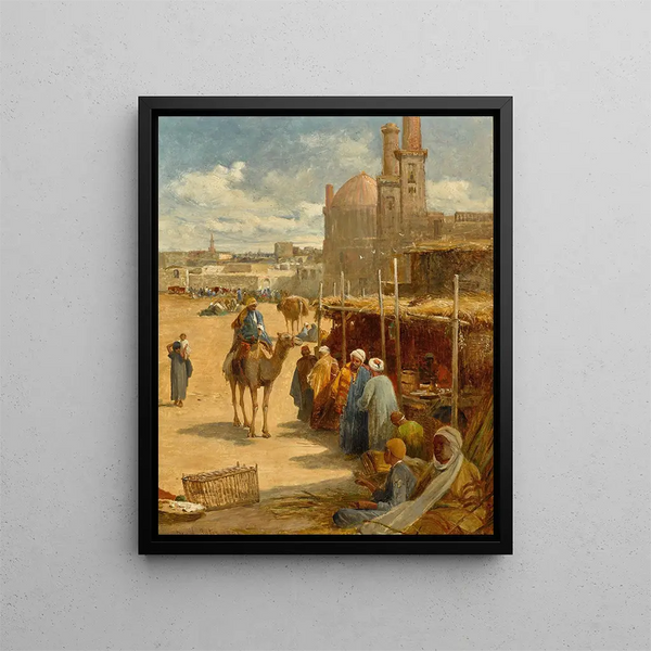 A Market in Cairo - David Bates — framed artwork on a wall