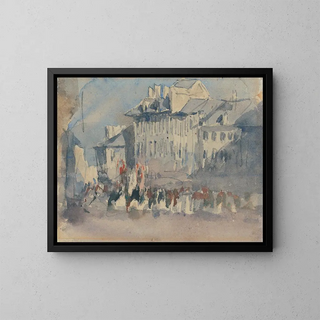 A religious procession - David Cox — framed artwork on a wall