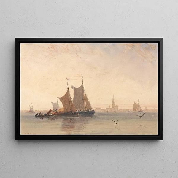 Morning in Antwerp - David Cox — framed artwork on a wall