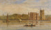 a boat in front of Lambeth Palace, London - David Cox — artwork view