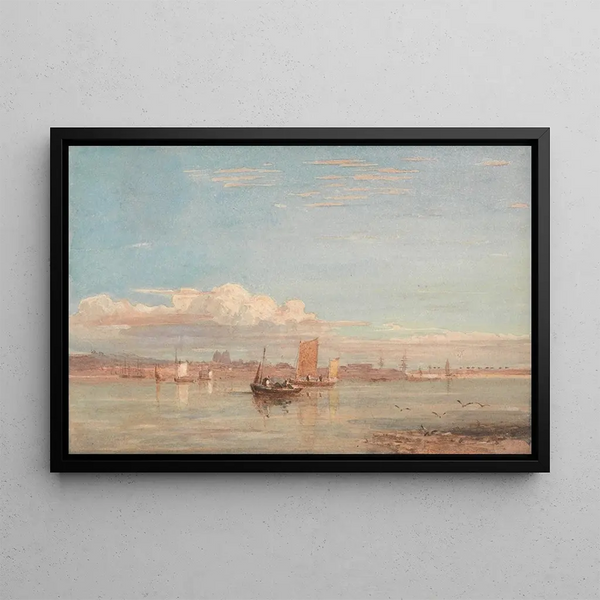 Greenwich Hospital Painting from Woolwich Reach - David Cox — framed artwork on a wall