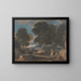 Landscape painting with a man washing his feet at a fountain after Poussin - David Cox — framed artwork on a wall