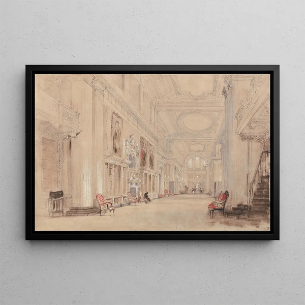 Library long at Blenheim Palace - David Cox — framed artwork on a wall