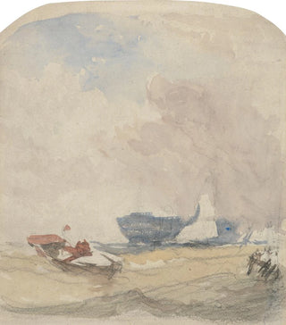 David Cox - Sea Study with Hulk Sailing Boat and Rowing Boat.webp