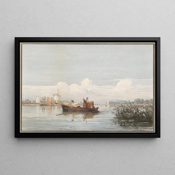 The Thames at Battersea - David Cox — framed artwork on a wall
