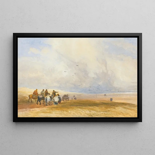 Beaches of Ulverstone Cumbria - David Cox — framed artwork on a wall
