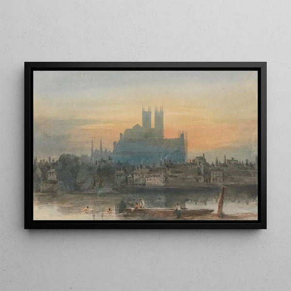Westminster Painting from Lambeth - David Cox — framed artwork on a wall