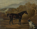 a black horse and a spaniel sitting in Harewood House park - David Dalby de York — artwork view