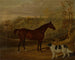 a black horse and a spaniel standing in Harewood Park - David Dalby de York — artwork view