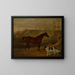a black horse and a spaniel standing in Harewood Park - David Dalby de York — framed artwork on a wall