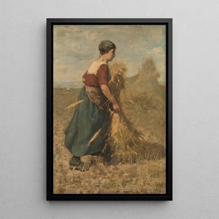 Reproduction of the painting Lier des gerbes - David de la Mar
