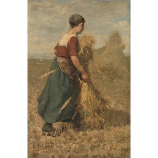 Reproduction of the painting Lier des gerbes - David de la Mar