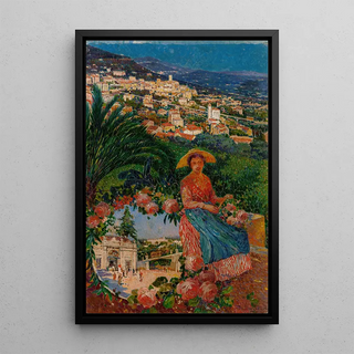 Reproduction of the painting Study for the travel poster of the Grasse funicular - David Dellepiane