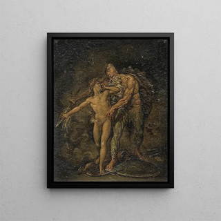 an old man distancing a young person from a threatening environment - David Humbert de Superville — framed artwork on a wall