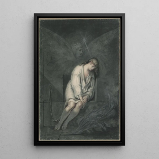 Joseph in prison with the appearance of an angel - David Humbert de Superville — framed artwork on a wall