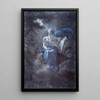 Moses with the tablets of the law at the summit of Mount Sinai - David Humbert de Superville — framed artwork on a wall