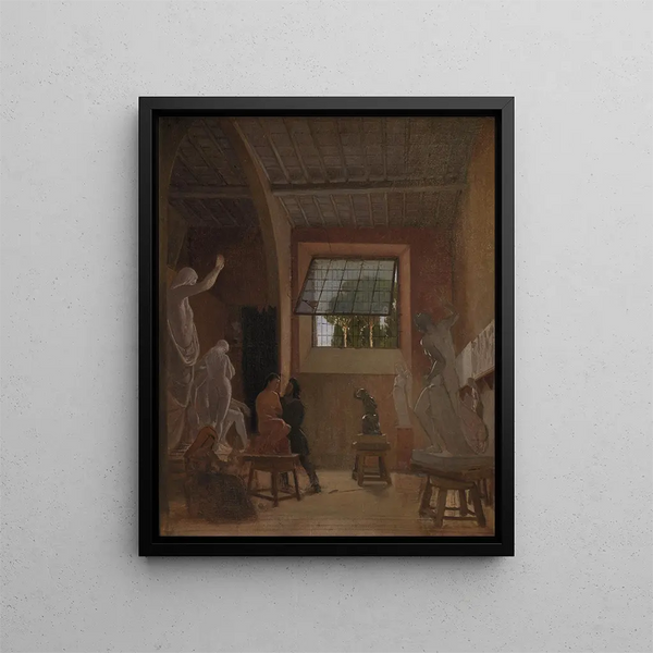 The Sculptor Jens Adolph Jerichau in his studio in Rome - David Jacobsen — framed artwork on a wall